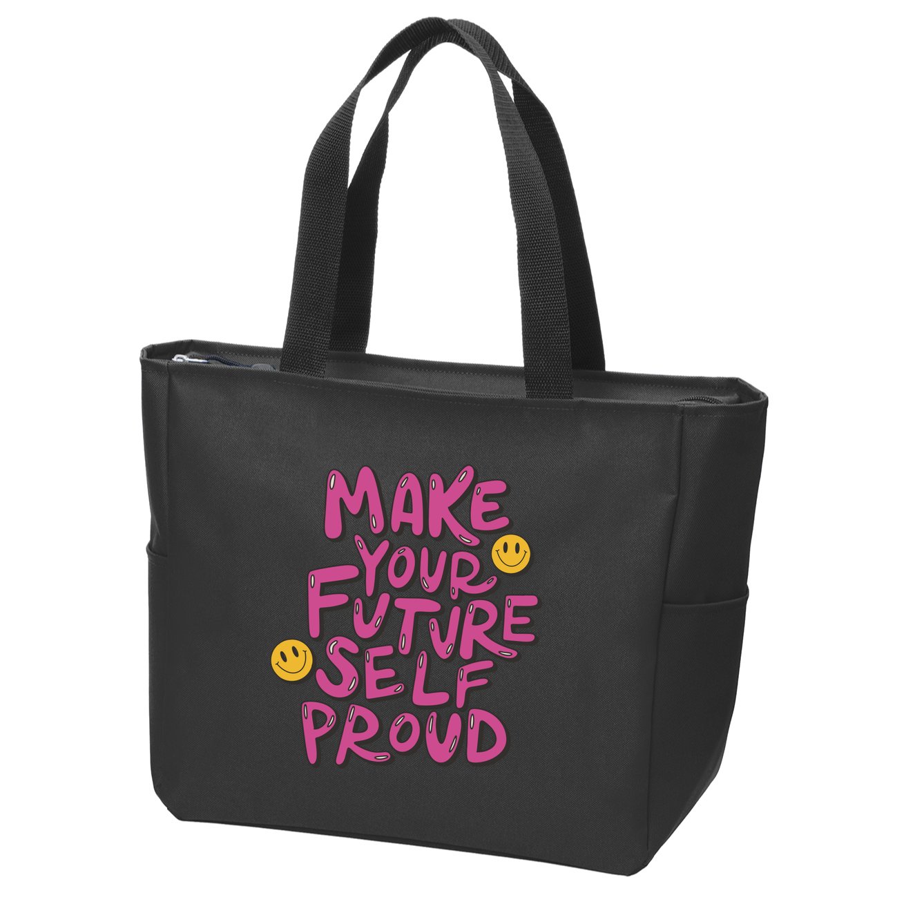 Make Your Future Self Proud Smiley Zip Tote Bag