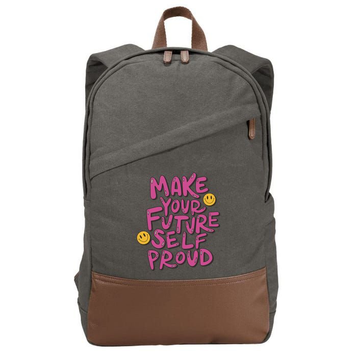 Make Your Future Self Proud Smiley Cotton Canvas Backpack