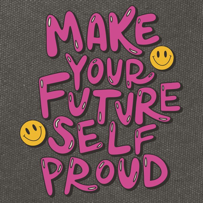 Make Your Future Self Proud Smiley Cotton Canvas Backpack