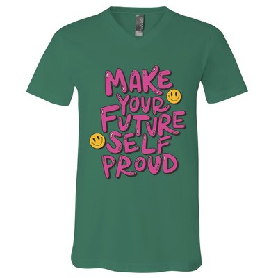 Make Your Future Self Proud Smiley V-Neck T-Shirt