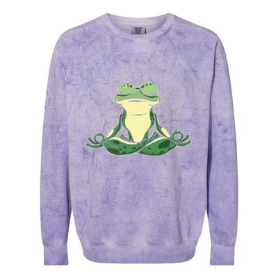 Meditating Yoga Frog Colorblast Crewneck Sweatshirt