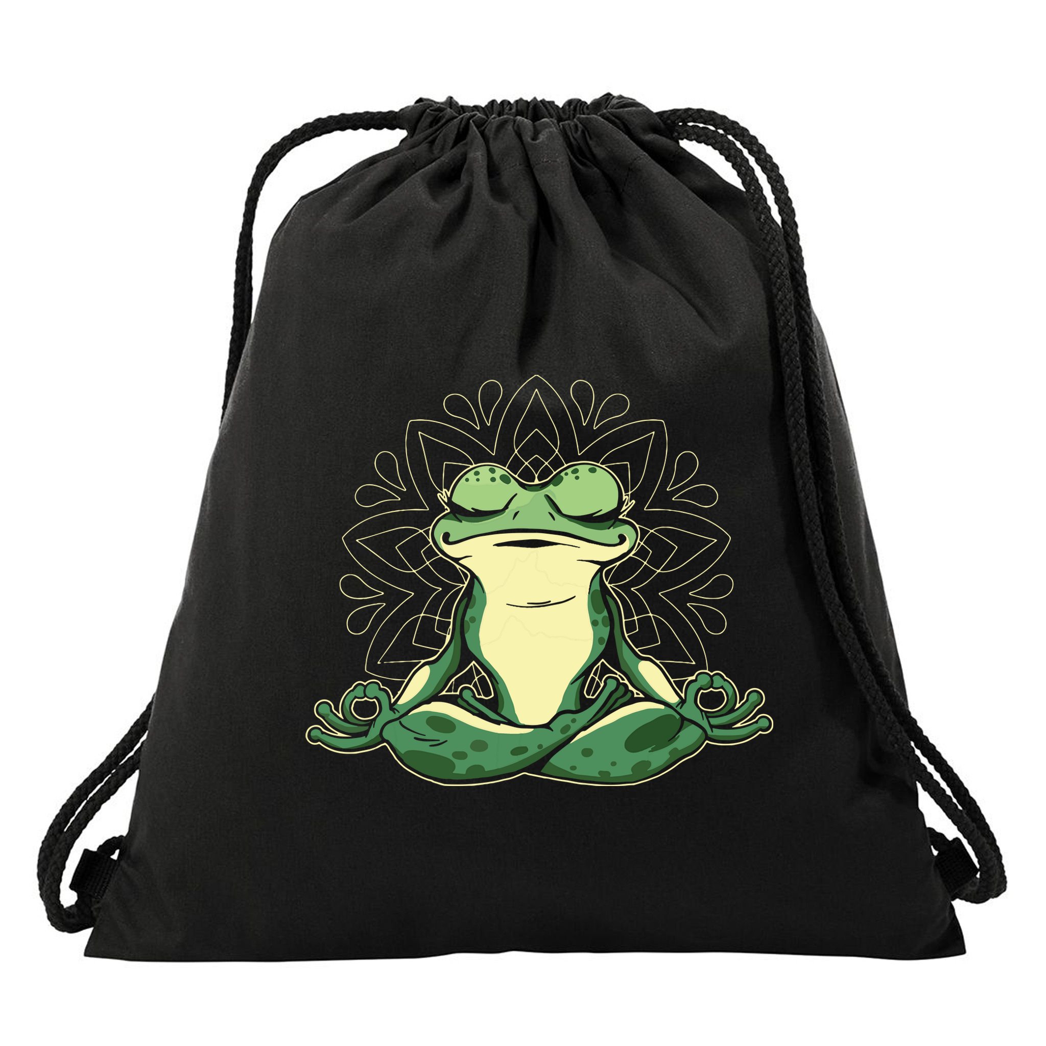 Meditating Yoga Frog Drawstring Bag
