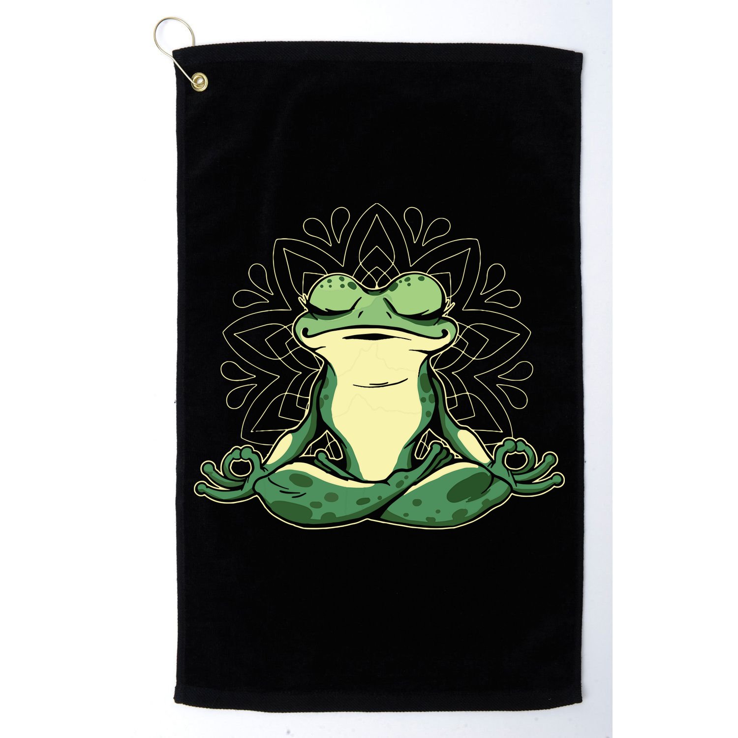 Meditating Yoga Frog Golf Towel