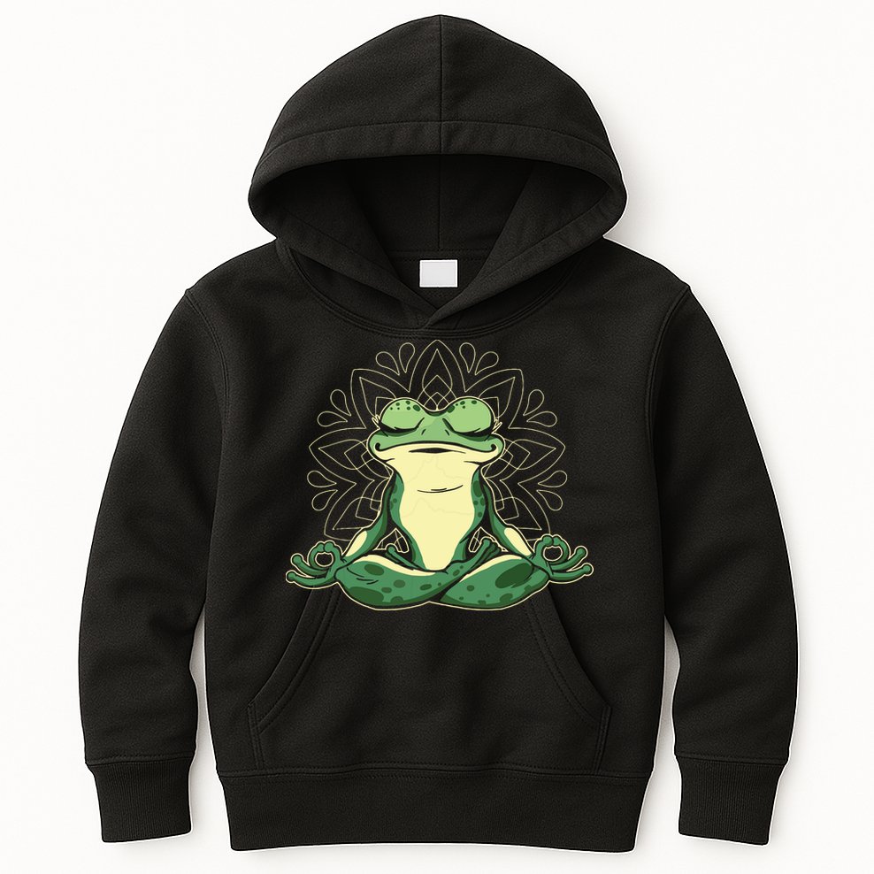 Meditating Yoga Frog Kids Hoodie