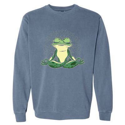 Meditating Yoga Frog Garment-Dyed Sweatshirt