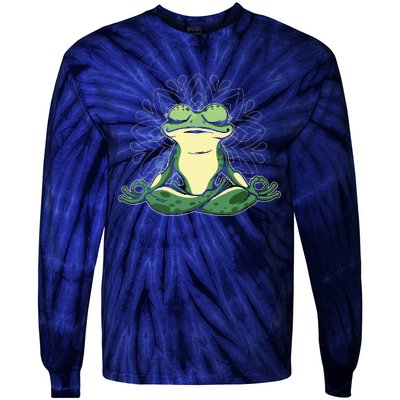 Meditating Yoga Frog Tie-Dye Long Sleeve Shirt