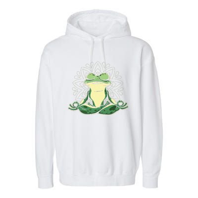 Meditating Yoga Frog Garment-Dyed Fleece Hoodie