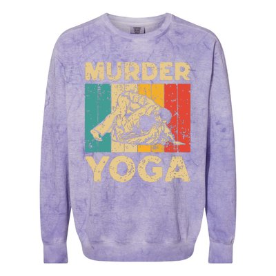 Murder Yoga Funny Vintage BJJ Brazilian Jiu Jitsu Colorblast Crewneck Sweatshirt