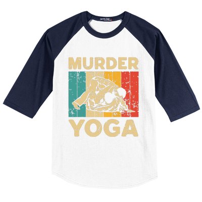 Murder Yoga Funny Vintage BJJ Brazilian Jiu Jitsu Baseball Sleeve Shirt