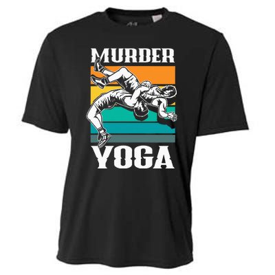 Murder Yoga Funny Retro Vintage Wrestler Wrestling Cooling Performance Crew T-Shirt