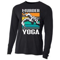 Murder Yoga Funny Retro Vintage Wrestler Wrestling Cooling Performance Long Sleeve Crew