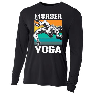 Murder Yoga Funny Retro Vintage Wrestler Wrestling Cooling Performance Long Sleeve Crew