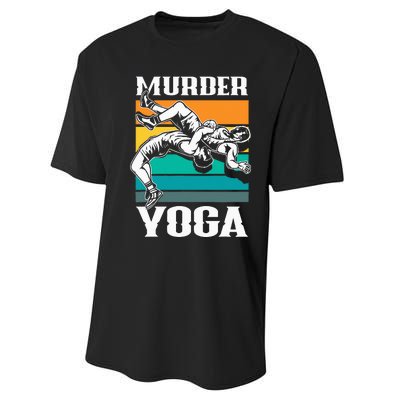 Murder Yoga Funny Retro Vintage Wrestler Wrestling Performance Sprint T-Shirt