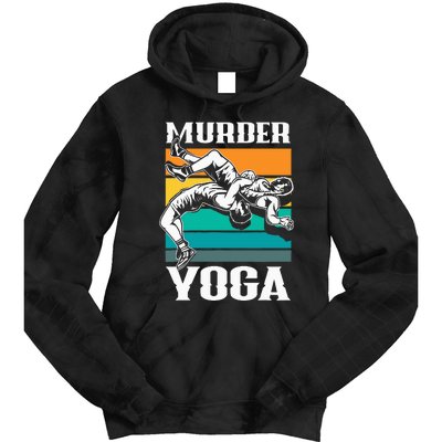 Murder Yoga Funny Retro Vintage Wrestler Wrestling Tie Dye Hoodie