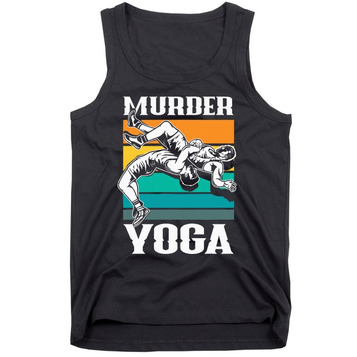 Murder Yoga Funny Retro Vintage Wrestler Wrestling Tank Top