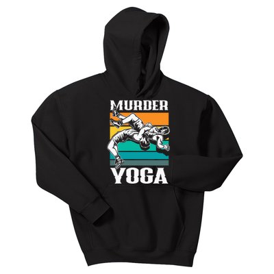 Murder Yoga Funny Retro Vintage Wrestler Wrestling Kids Hoodie