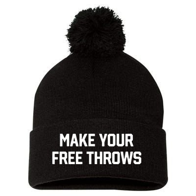 Make Your Free Throws Pom Pom 12in Knit Beanie