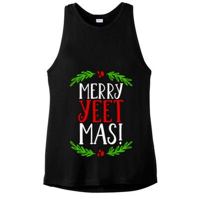 Merry Yeetmas Humorous Yeet Meme Pun Festive Joy Cheer Funny Gift Ladies PosiCharge Tri-Blend Wicking Tank