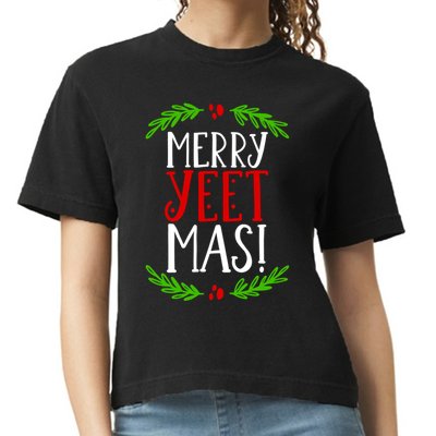 Merry Yeetmas Humorous Yeet Meme Pun Festive Joy Cheer Funny Gift Comfort Colors Boxy T-Shirt