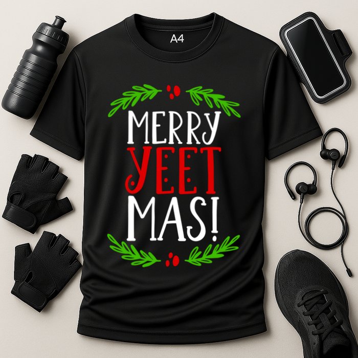 Merry Yeetmas Humorous Yeet Meme Pun Festive Joy Cheer Funny Gift Cooling Performance Crew T-Shirt