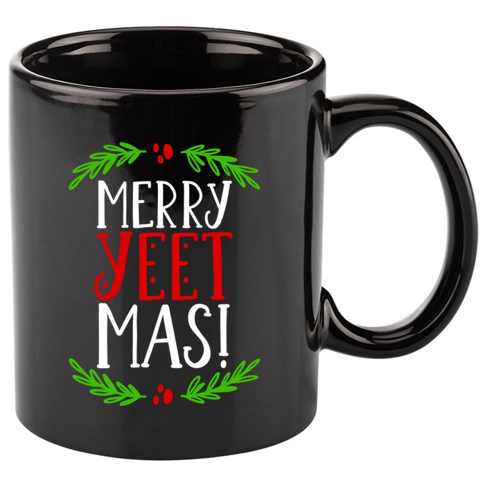 Merry Yeetmas Humorous Yeet Meme Pun Festive Joy Cheer Funny Gift 11oz C Handle Ceramic Mug
