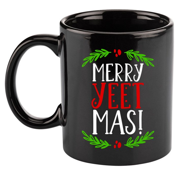 Merry Yeetmas Humorous Yeet Meme Pun Festive Joy Cheer Funny Gift 11oz C Handle Ceramic Mug