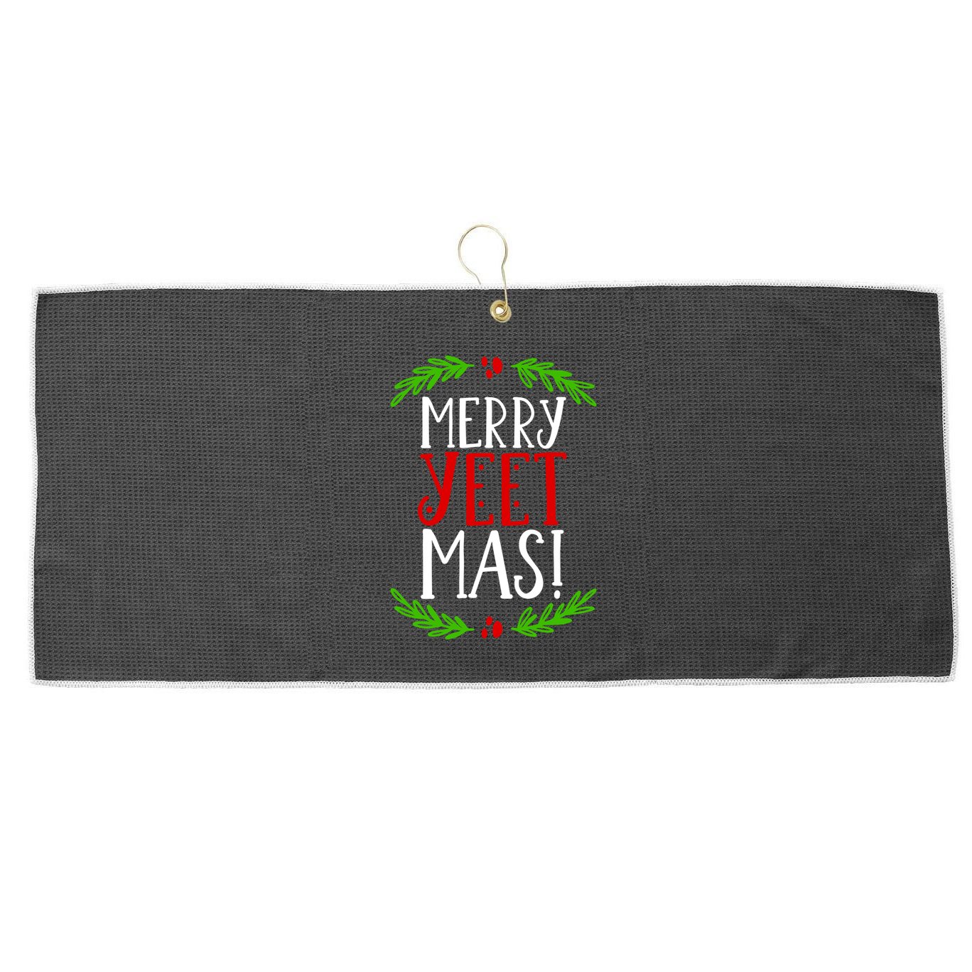 Merry Yeetmas Humorous Yeet Meme Pun Festive Joy Cheer Funny Gift Large Microfiber Waffle Golf Towel