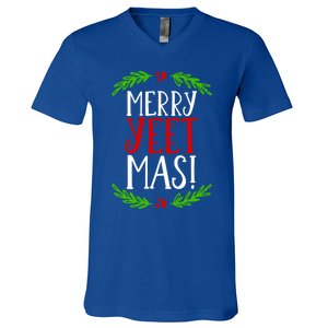 Merry Yeetmas Humorous Yeet Meme Pun Festive Joy Cheer Funny Gift V-Neck T-Shirt