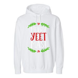 Merry Yeetmas Humorous Yeet Meme Pun Festive Joy Cheer Funny Gift Garment-Dyed Fleece Hoodie