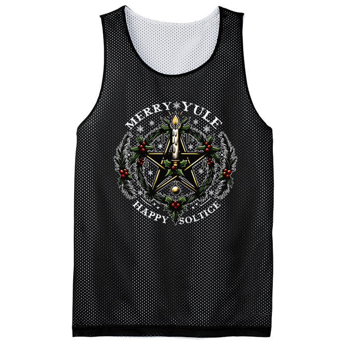 Merry Yule Happy Solstice Holly Christmas Pagan Pentagram Gift Mesh Reversible Basketball Jersey Tank