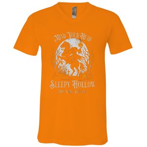 Mind Your Head Sleepy Hollow Headless Horseman V-Neck T-Shirt