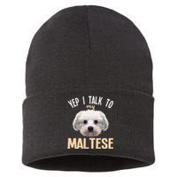 Maltese - Yep i talk to my Maltese Sustainable Knit Beanie