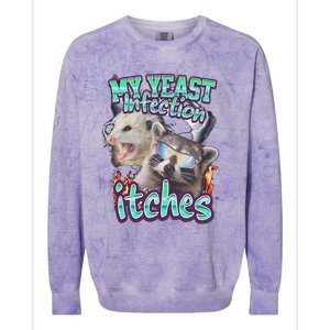 My Yeast Infection Itches Opossum Raccoon Colorblast Crewneck Sweatshirt