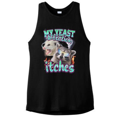 My Yeast Infection Itches Opossum Raccoon Ladies PosiCharge Tri-Blend Wicking Tank