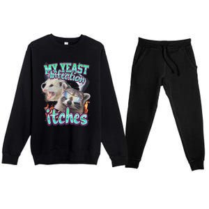 My Yeast Infection Itches Opossum Raccoon Premium Crewneck Sweatsuit Set