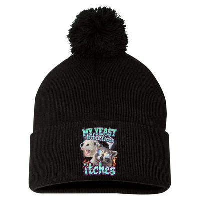 My Yeast Infection Itches Opossum Raccoon Pom Pom 12in Knit Beanie