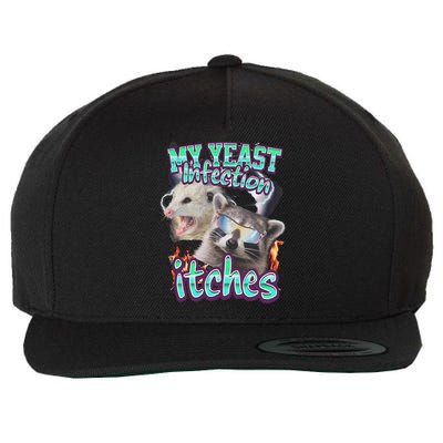 My Yeast Infection Itches Opossum Raccoon Wool Snapback Cap