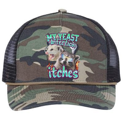 My Yeast Infection Itches Opossum Raccoon Retro Rope Trucker Hat Cap