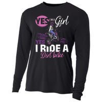 Motocross Yes I Am A Girl And Yes I Ride A Dirt Bike Cooling Performance Long Sleeve Crew