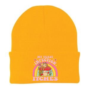 My Yeast Infection Itches Funny Mushroom Frog Meme Humor Knit Cap Winter Beanie