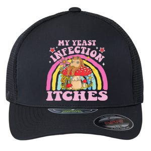 My Yeast Infection Itches Funny Mushroom Frog Meme Humor Flexfit Unipanel Trucker Cap