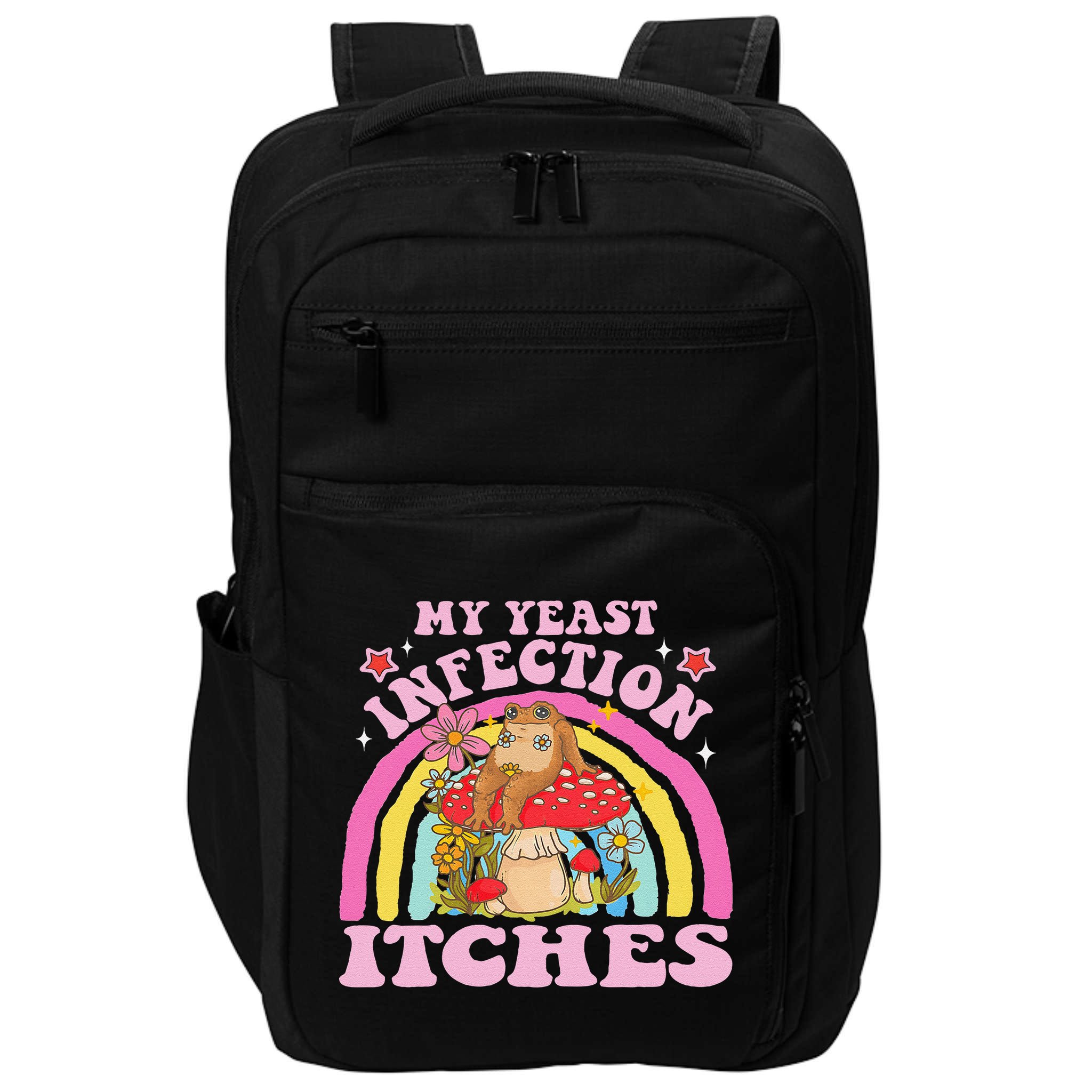 My Yeast Infection Itches Funny Mushroom Frog Meme Humor Impact Tech Backpack