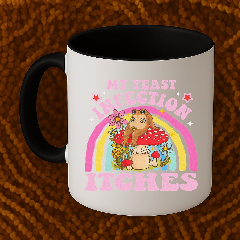 My Yeast Infection Itches Funny Mushroom Frog Meme Humor Mug