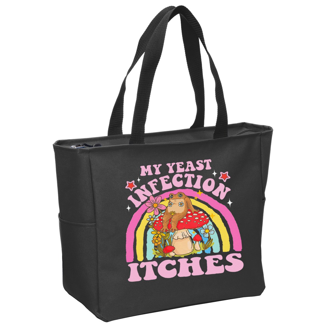 My Yeast Infection Itches Funny Mushroom Frog Meme Humor Zip Tote Bag