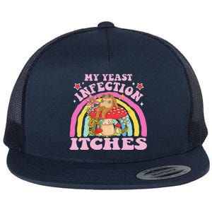 My Yeast Infection Itches Funny Mushroom Frog Meme Humor Flat Bill Trucker Hat