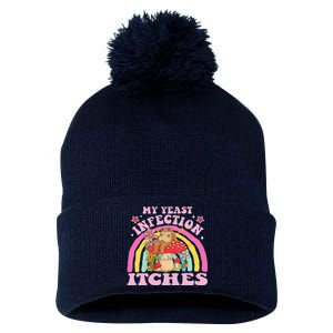 My Yeast Infection Itches Funny Mushroom Frog Meme Humor Pom Pom 12in Knit Beanie