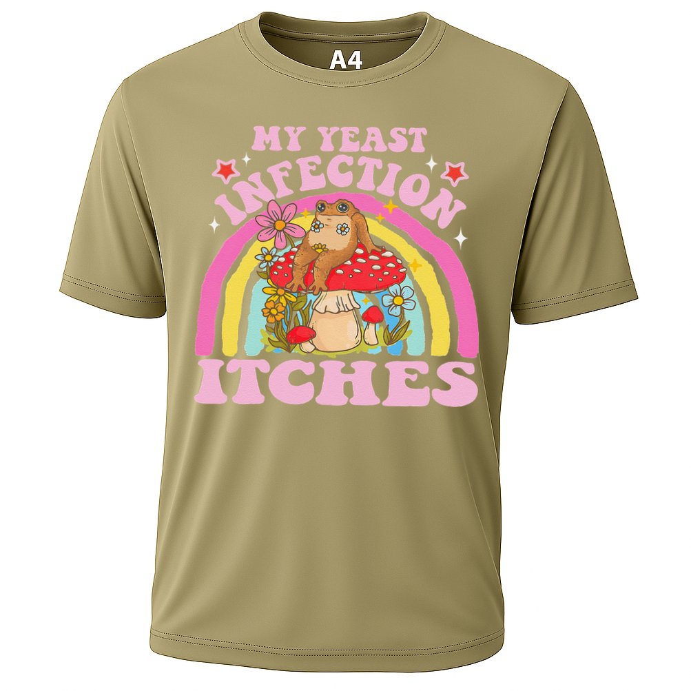 My Yeast Infection Itches Funny Mushroom Frog Meme Humor Cooling Performance Crew T-Shirt