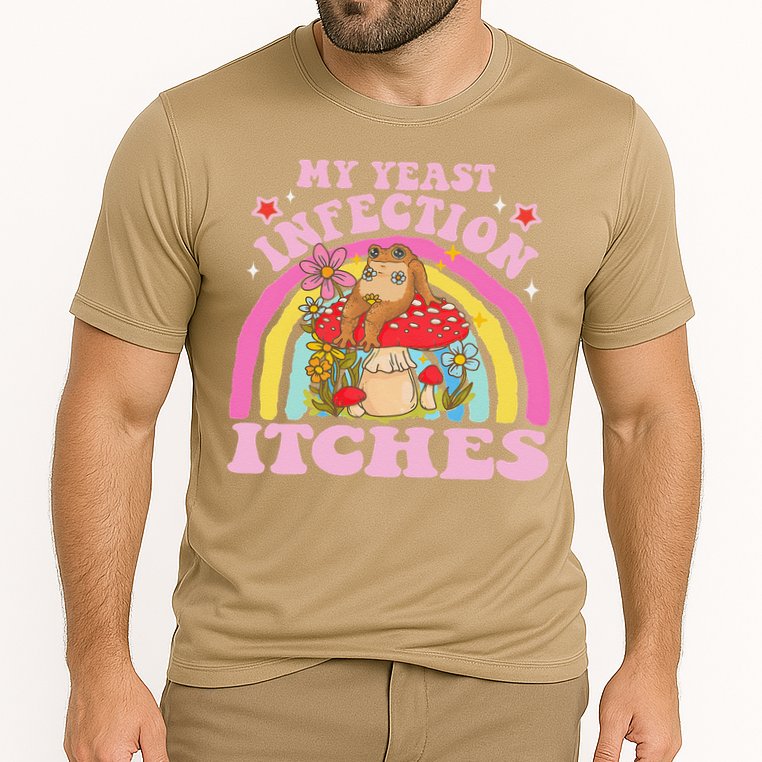 My Yeast Infection Itches Funny Mushroom Frog Meme Humor Cooling Performance Crew T-Shirt
