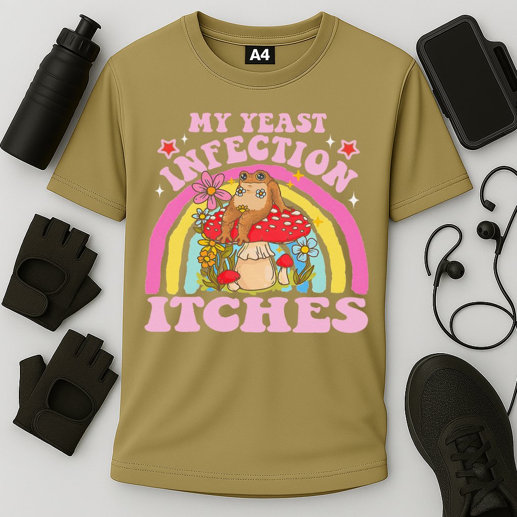My Yeast Infection Itches Funny Mushroom Frog Meme Humor Cooling Performance Crew T-Shirt