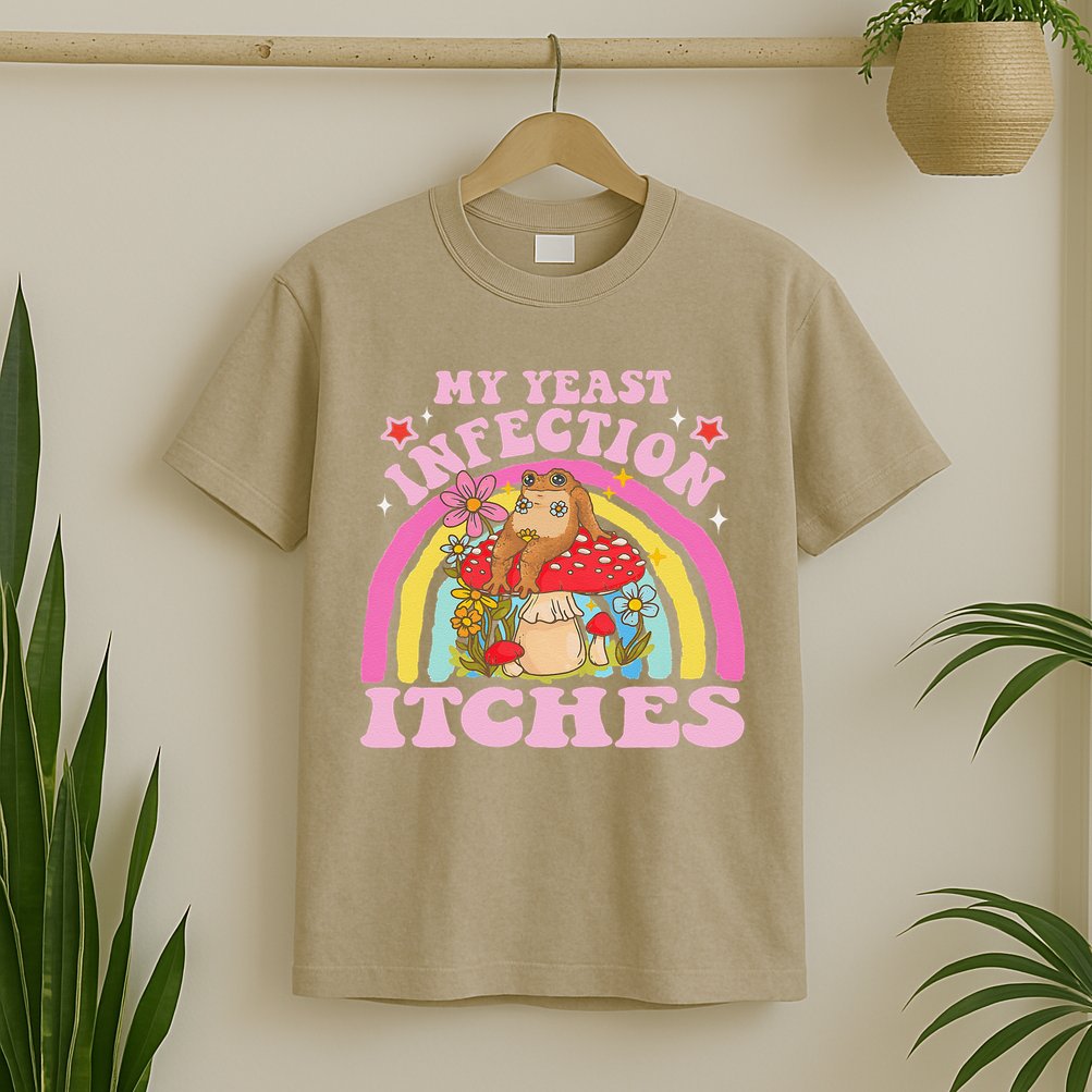 My Yeast Infection Itches Funny Mushroom Frog Meme Humor T-Shirt